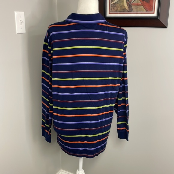 Payne Stewart Polo Shirt Mens Medium Blue Green Stripes Golf Legacy Mercerized - Picture 4 of 5